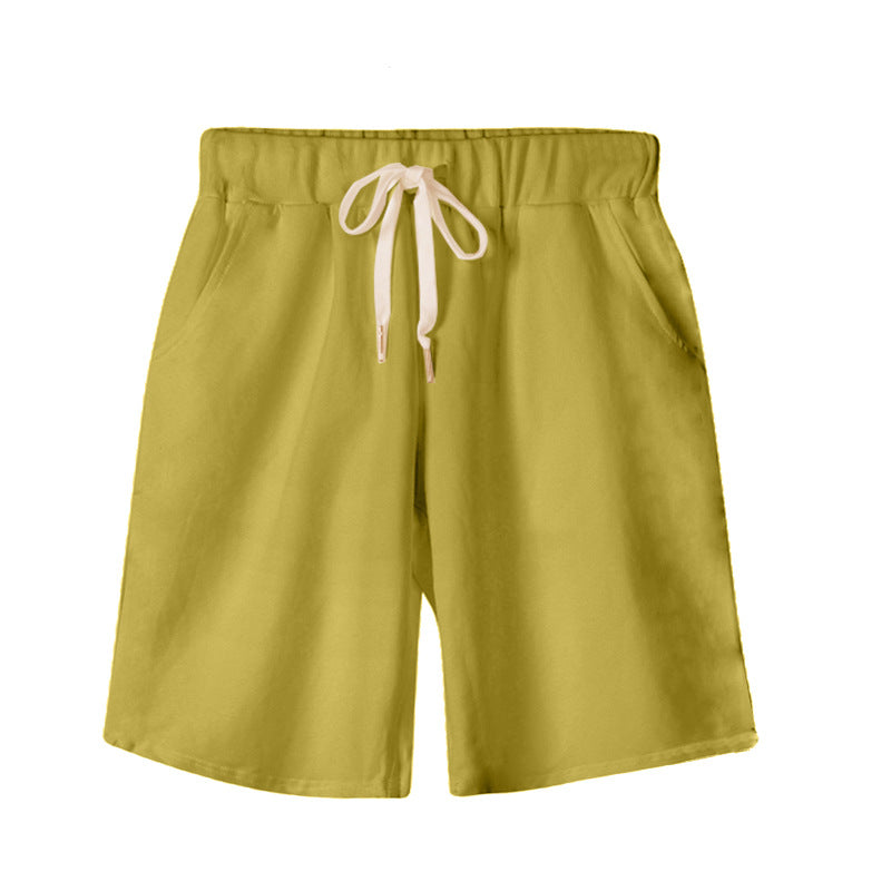 Small Sweat Pure Cotton Shorts Breathable Women's Summer High Waist Thin Loose Sports Casual Pants Slimming Straight Pants Women's Pants