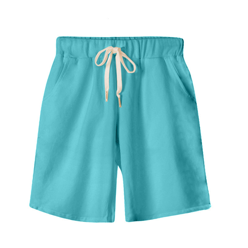 Small Sweat Pure Cotton Shorts Breathable Women's Summer High Waist Thin Loose Sports Casual Pants Slimming Straight Pants Women's Pants