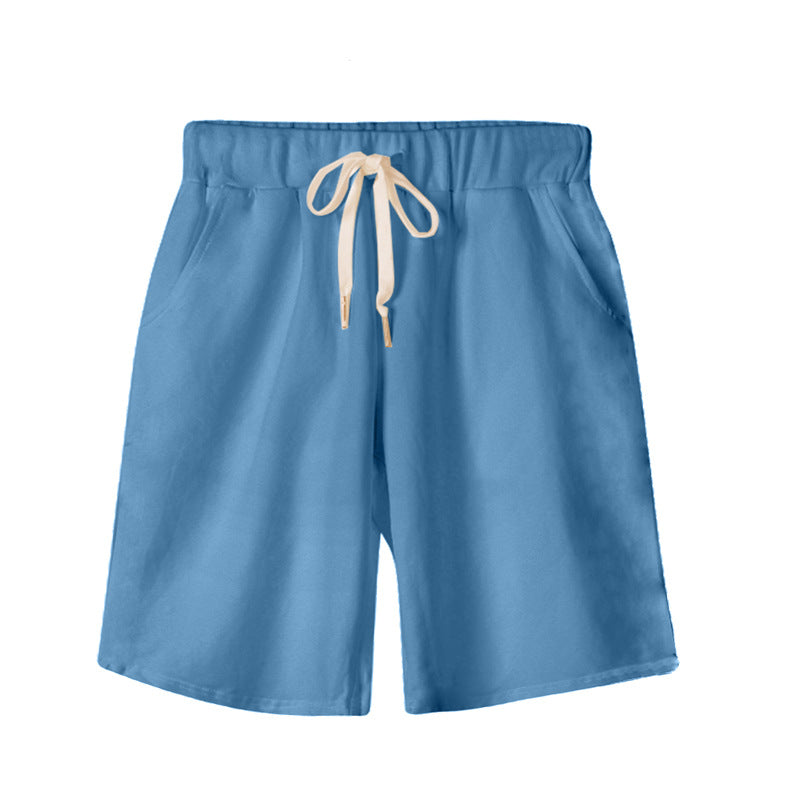 Small Sweat Pure Cotton Shorts Breathable Women's Summer High Waist Thin Loose Sports Casual Pants Slimming Straight Pants Women's Pants