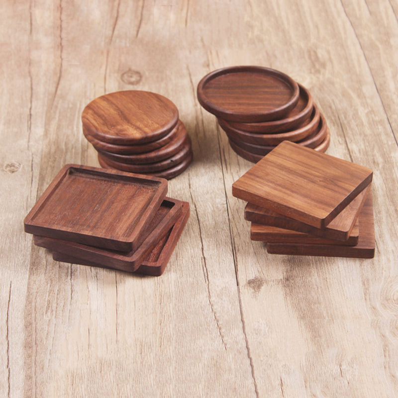 Wooden Coaster Black Walnut Square Coaster Wooden Insulation Pad Solid Wood Coaster Engraved Logo