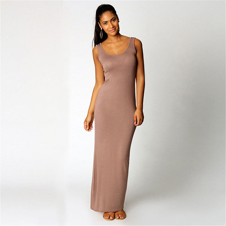2025 European and American New Summer Casual Women's Clothing Amazon Cross-Border Sexy Vest Long Skirt Sleeveless Slim Dress