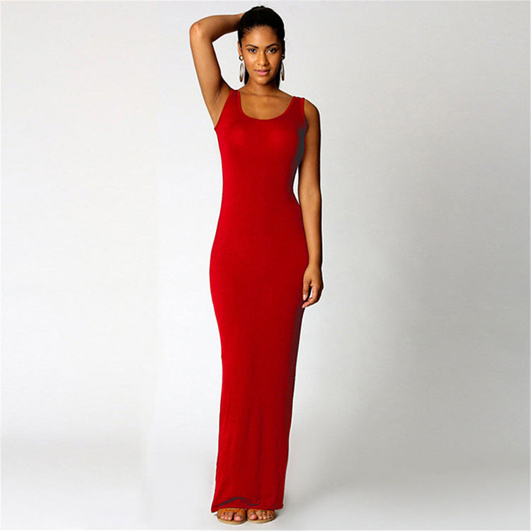 2025 European and American New Summer Casual Women's Clothing Amazon Cross-Border Sexy Vest Long Skirt Sleeveless Slim Dress