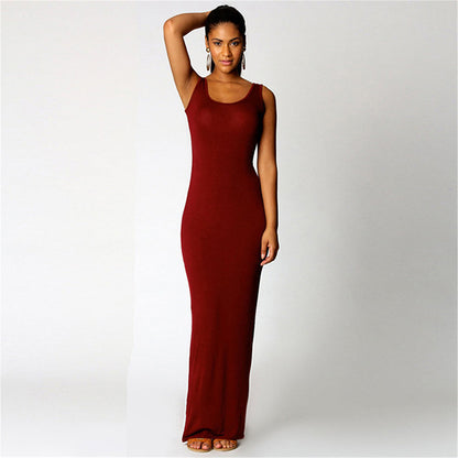 2025 European and American New Summer Casual Women's Clothing Amazon Cross-Border Sexy Vest Long Skirt Sleeveless Slim Dress