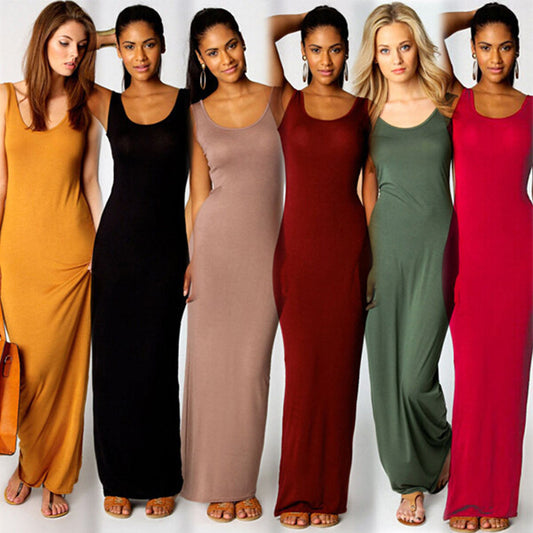 2025 European and American New Summer Casual Women's Clothing Amazon Cross-Border Sexy Vest Long Skirt Sleeveless Slim Dress by PDG ibma