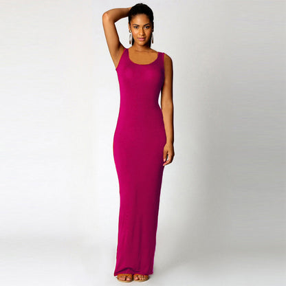 2025 European and American New Summer Casual Women's Clothing Amazon Cross-Border Sexy Vest Long Skirt Sleeveless Slim Dress