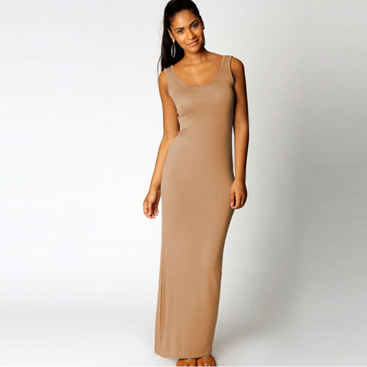 2025 European and American New Summer Casual Women's Clothing Amazon Cross-Border Sexy Vest Long Skirt Sleeveless Slim Dress