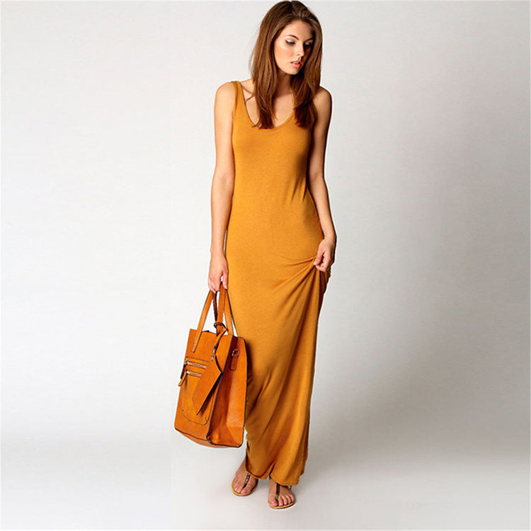 2025 European and American New Summer Casual Women's Clothing Amazon Cross-Border Sexy Vest Long Skirt Sleeveless Slim Dress