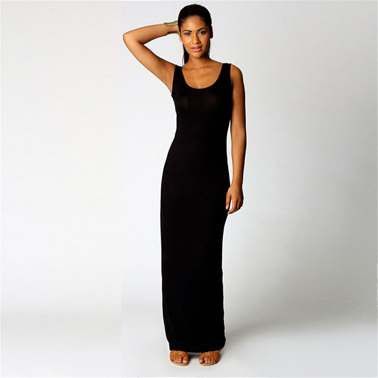 2025 European and American New Summer Casual Women's Clothing Amazon Cross-Border Sexy Vest Long Skirt Sleeveless Slim Dress