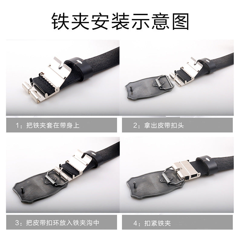 Belt head connection iron clip plate buckle multi-purpose clip pin buckle belt accessories 40mm smooth buckle belt linker