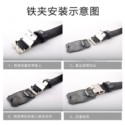 Belt head connection iron clip plate buckle multi-purpose clip pin buckle belt accessories 40mm smooth buckle belt linker