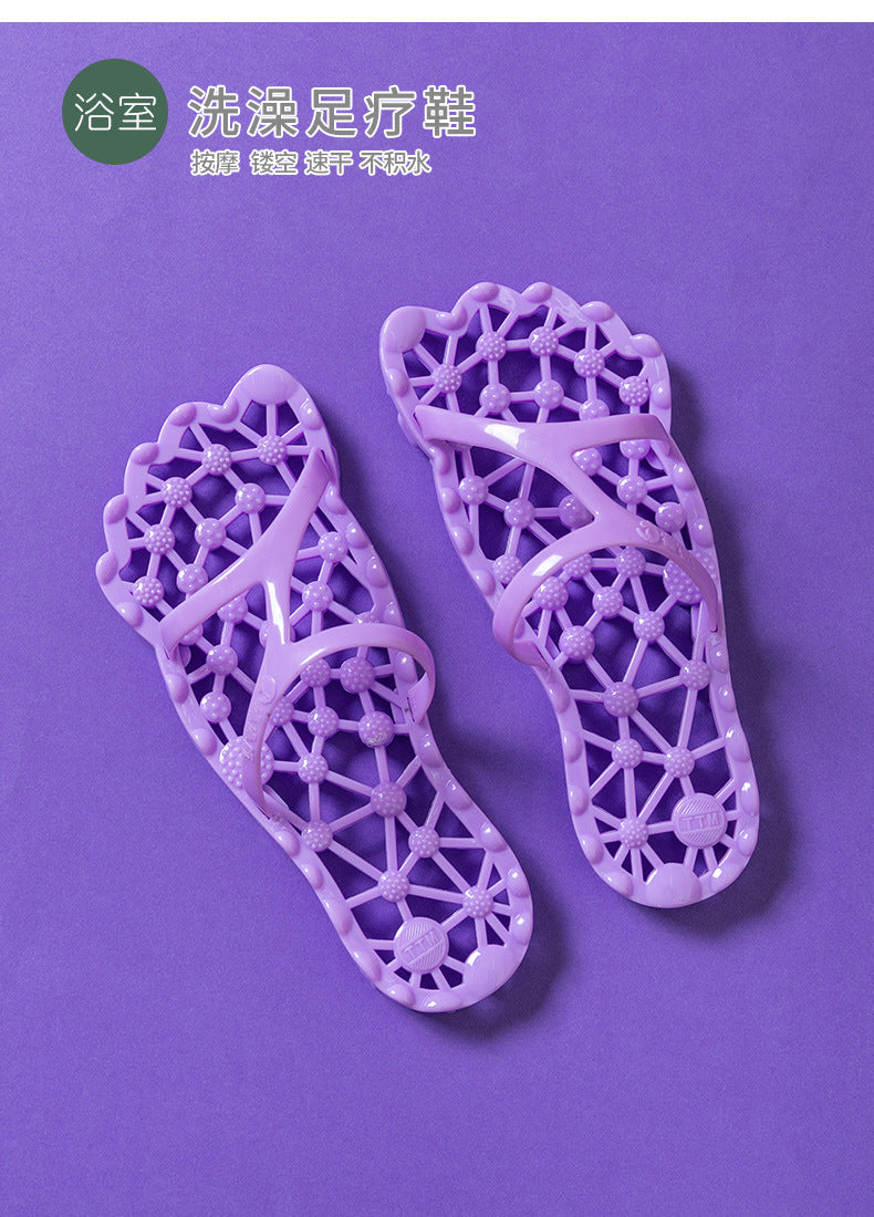 Foot Acupressure Massage Slippers for Women, Summer Bathroom Hollow Breathable Non-Slip Massage Slippers for Men, Outdoor Summer Health Shoes