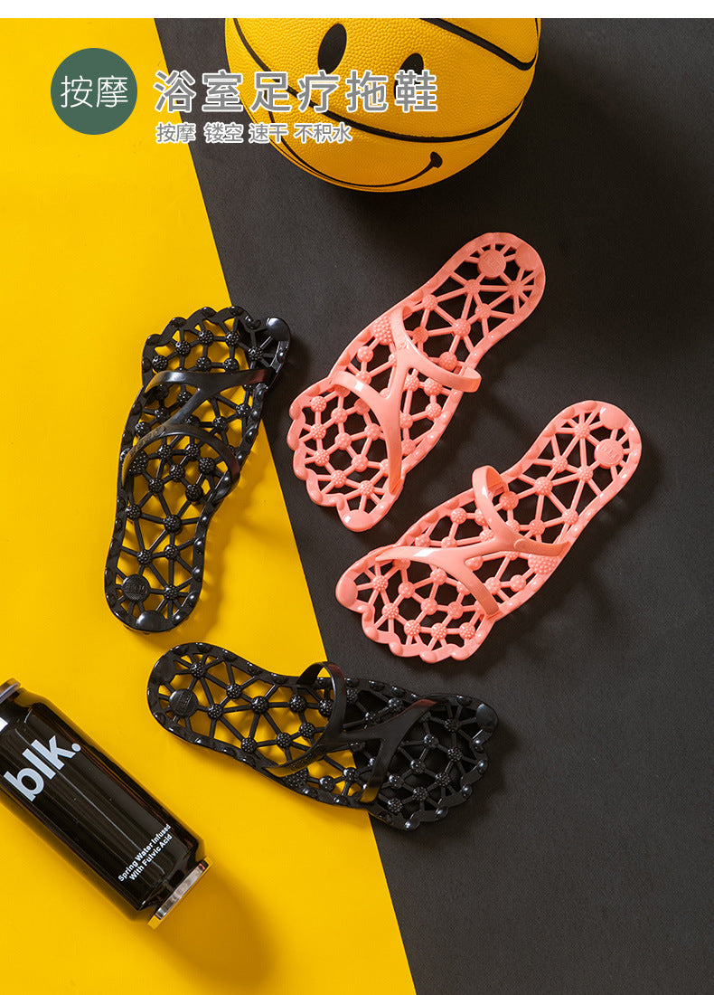 Foot Acupressure Massage Slippers for Women, Summer Bathroom Hollow Breathable Non-Slip Massage Slippers for Men, Outdoor Summer Health Shoes