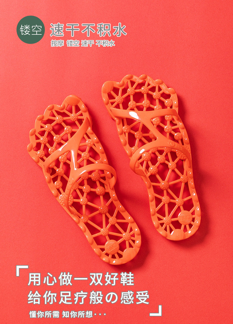 Foot Acupressure Massage Slippers for Women, Summer Bathroom Hollow Breathable Non-Slip Massage Slippers for Men, Outdoor Summer Health Shoes