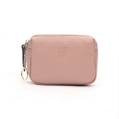 First Layer Cowhide Zipper Small Wallet Korean Style Simple Mini Keychain Coin Storage Bag Genuine Leather Coin Purse for Women