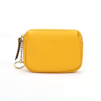 First Layer Cowhide Zipper Small Wallet Korean Style Simple Mini Keychain Coin Storage Bag Genuine Leather Coin Purse for Women