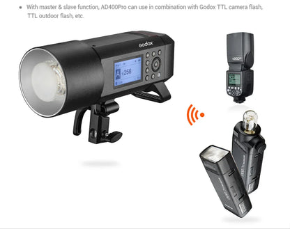 Godox AD400Pro 400Ws GN72 TTL 1/8000s HSS 2.4G X System Witstro All-in-One Outdoor Flash for Camera Photography Sony Nikon Canon