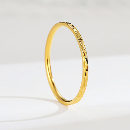 European and American Hot Titanium Steel Full Diamond Zircon Ring 18k Rose Gold Index Finger Couple Ring Ins Simple Trendy Jewelry for Women