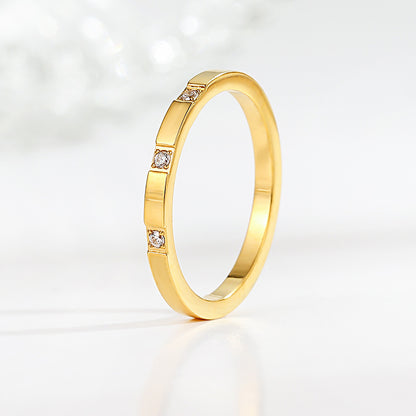 European and American Hot Titanium Steel Full Diamond Zircon Ring 18k Rose Gold Index Finger Couple Ring Ins Simple Trendy Jewelry for Women