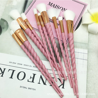 10 Pcs Threaded Makeup Brush Unicorn Makeup Brush suit Multifunctional Full Set Beauty Brush Makeup Tools
