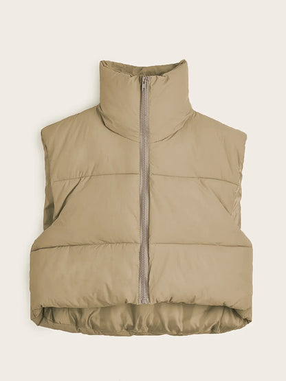 Women'S Sleeveless Vest - Vibrant Pink Slim-Fit Alternative Coat with Drawstring Hood, Zipper Front & Pockets for Fall/Winter Casual Wear, Casual Winter Wear | High Neckline Vest | Zippered Jacket