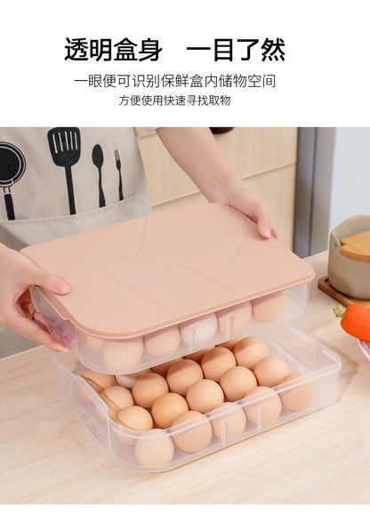 Yq5077 Kitchen Stackable 20-Slot Egg Carton Refrigerator Food Storage Box with Lid Egg Storage Box Egg Tray