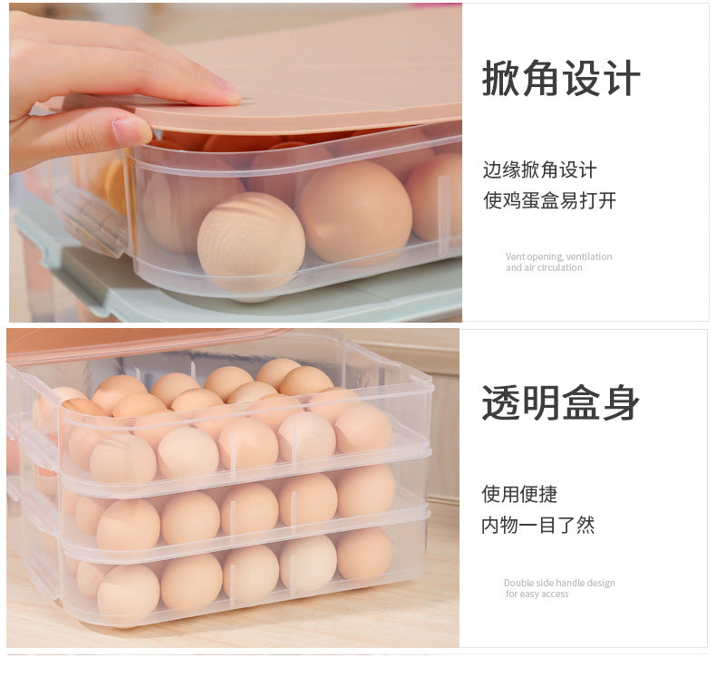Yq5077 Kitchen Stackable 20-Slot Egg Carton Refrigerator Food Storage Box with Lid Egg Storage Box Egg Tray