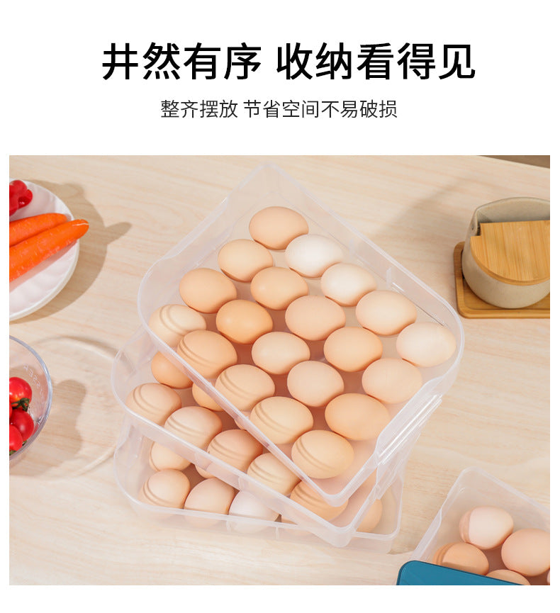 Yq5077 Kitchen Stackable 20-Slot Egg Carton Refrigerator Food Storage Box with Lid Egg Storage Box Egg Tray