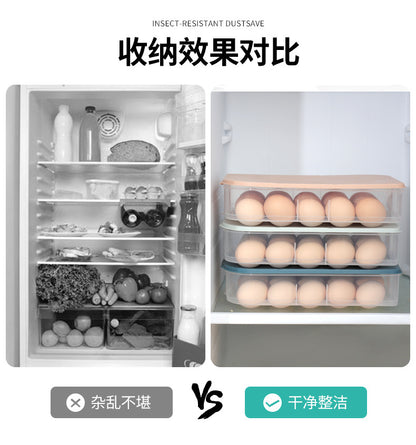 Yq5077 Kitchen Stackable 20-Slot Egg Carton Refrigerator Food Storage Box with Lid Egg Storage Box Egg Tray