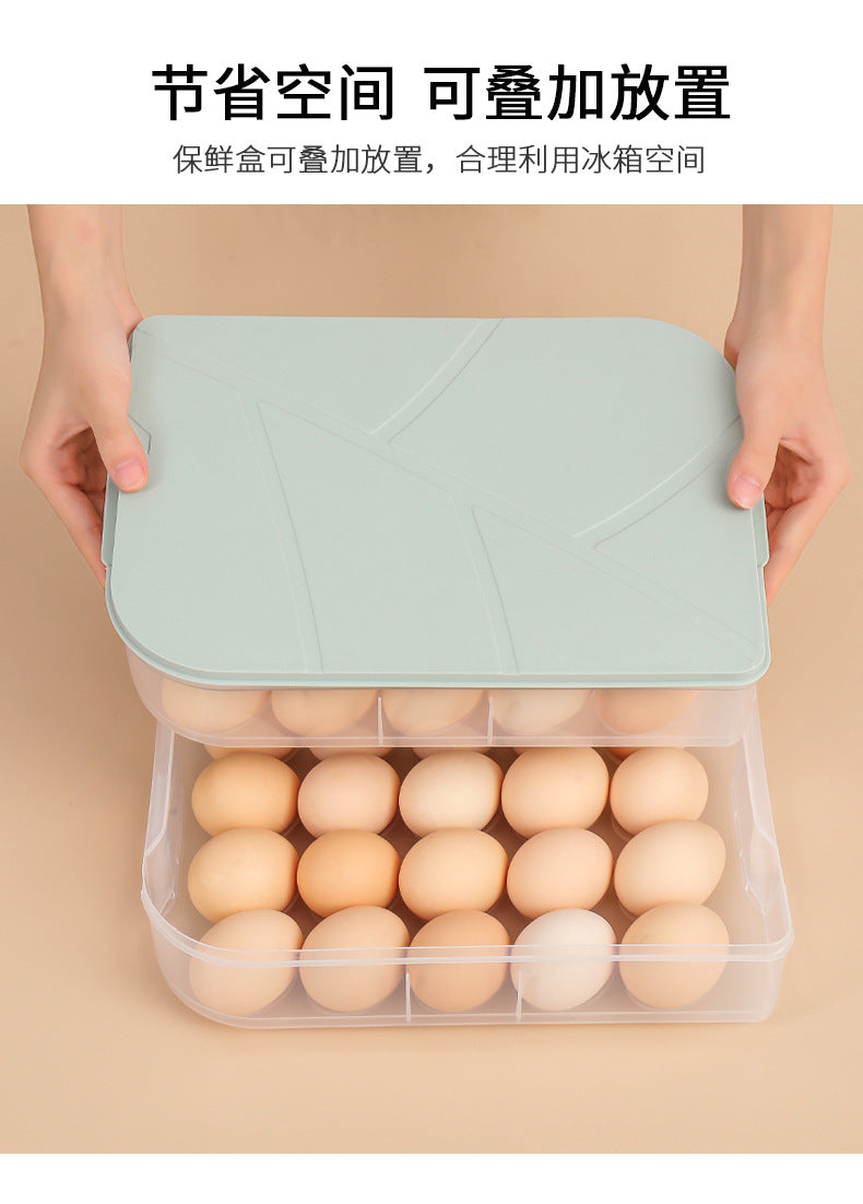 Yq5077 Kitchen Stackable 20-Slot Egg Carton Refrigerator Food Storage Box with Lid Egg Storage Box Egg Tray