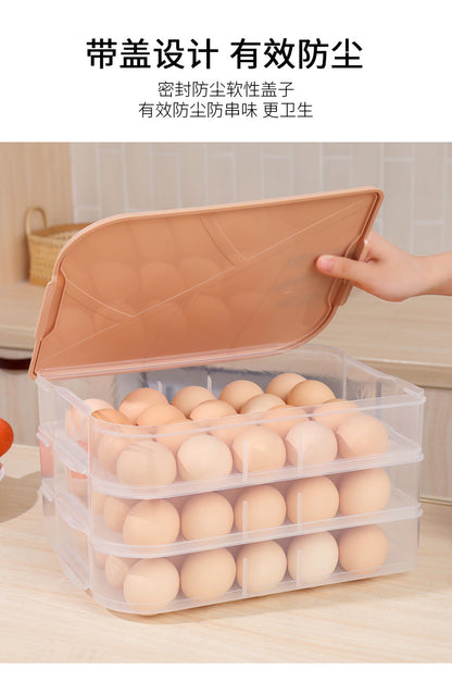 Yq5077 Kitchen Stackable 20-Slot Egg Carton Refrigerator Food Storage Box with Lid Egg Storage Box Egg Tray