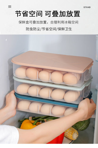 Yq5077 Kitchen Stackable 20-Slot Egg Carton Refrigerator Food Storage Box with Lid Egg Storage Box Egg Tray