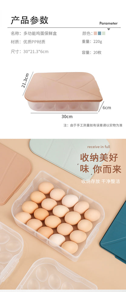 Yq5077 Kitchen Stackable 20-Slot Egg Carton Refrigerator Food Storage Box with Lid Egg Storage Box Egg Tray