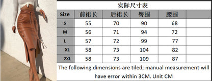 Cross-border foreign trade European and American leather skirt Amazon women's clothing hot sale split slim mid-length hip half PU skirt generation hair