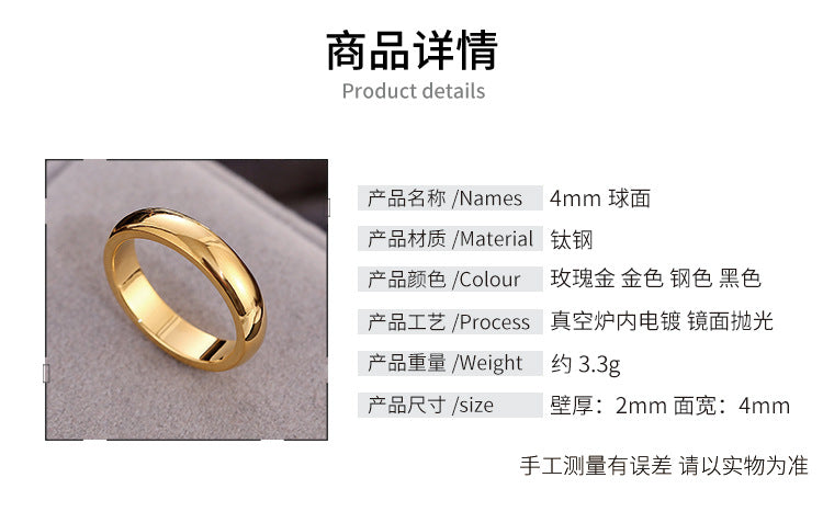 European and American Hot Titanium Steel Full Diamond Zircon Ring 18k Rose Gold Index Finger Couple Ring Ins Simple Trendy Jewelry for Women