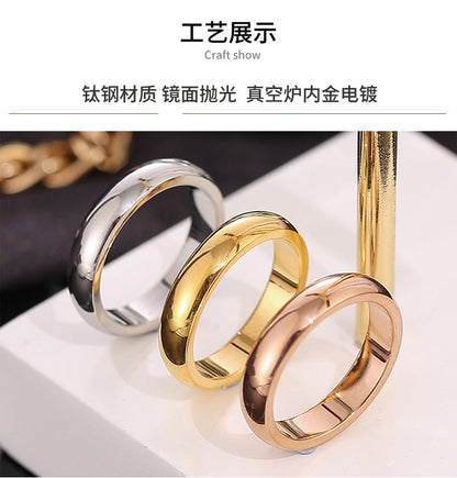European and American Hot Titanium Steel Full Diamond Zircon Ring 18k Rose Gold Index Finger Couple Ring Ins Simple Trendy Jewelry for Women