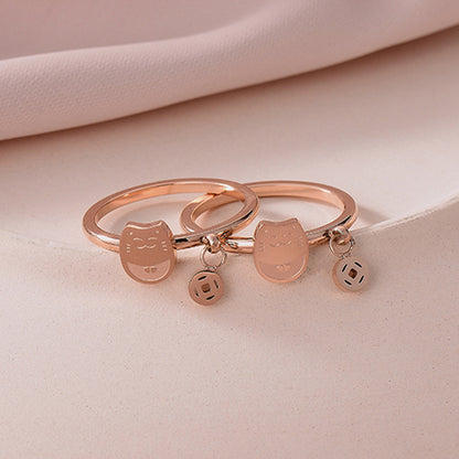European and American Hot Titanium Steel Full Diamond Zircon Ring 18k Rose Gold Index Finger Couple Ring Ins Simple Trendy Jewelry for Women