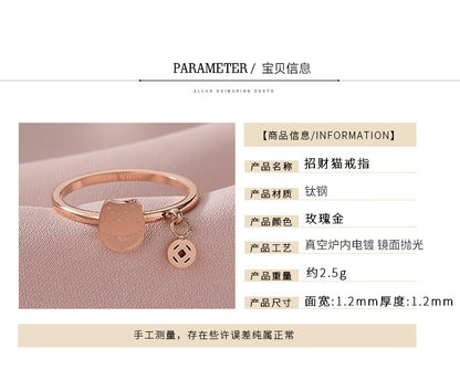 European and American Hot Titanium Steel Full Diamond Zircon Ring 18k Rose Gold Index Finger Couple Ring Ins Simple Trendy Jewelry for Women