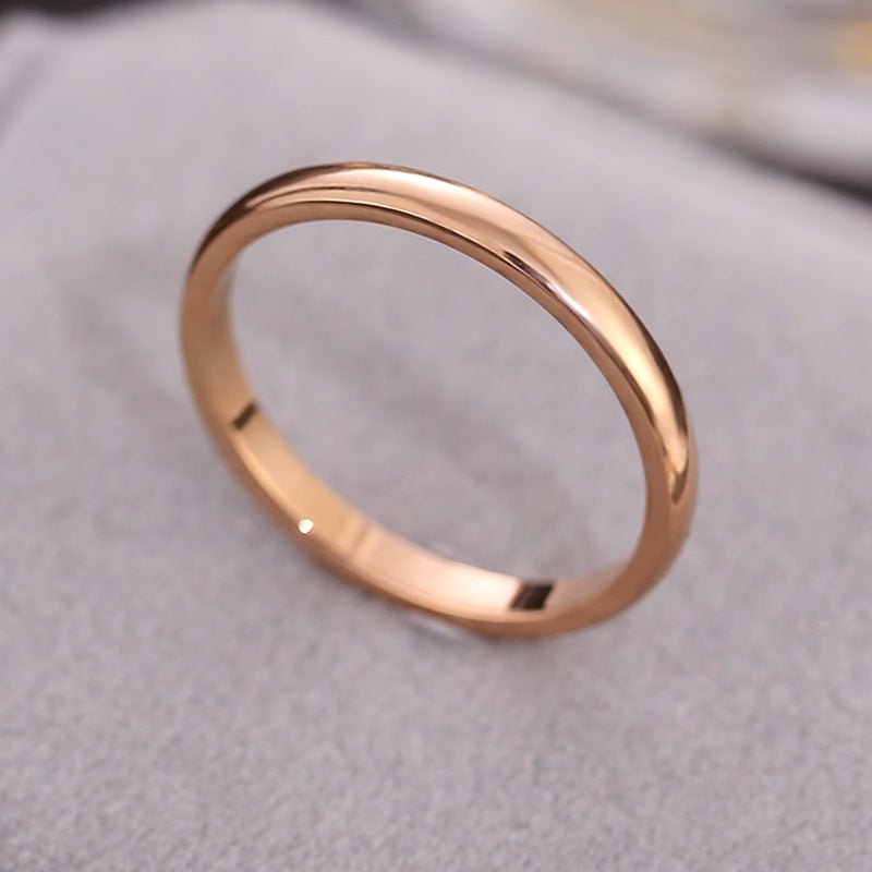 European and American Hot Titanium Steel Full Diamond Zircon Ring 18k Rose Gold Index Finger Couple Ring Ins Simple Trendy Jewelry for Women