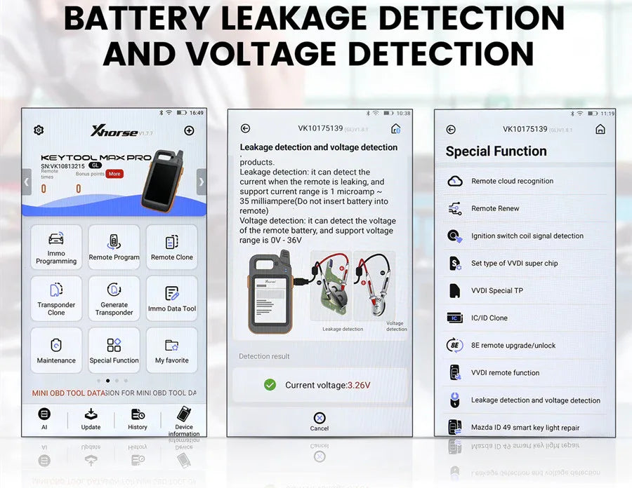 Xhorse VVDI Key Tool Max Pro With MINI OBD Tool Function Support Battery Voltage and Leakage Current