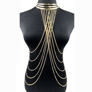 body chain jewelry European and American simple chain multi-layer shoulder chain body chain European and American exaggerated necklace