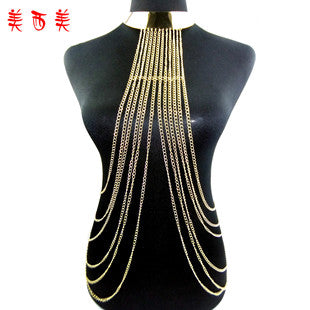 body chain jewelry European and American simple chain multi-layer shoulder chain body chain European and American exaggerated necklace