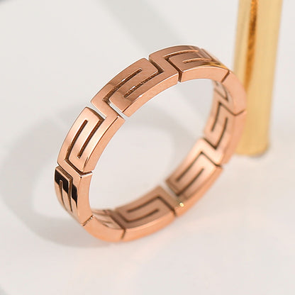 European and American Hot Titanium Steel Full Diamond Zircon Ring 18k Rose Gold Index Finger Couple Ring Ins Simple Trendy Jewelry for Women