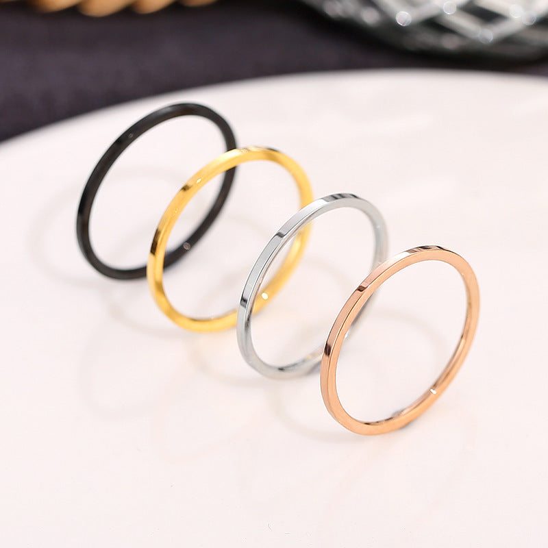 European and American Hot Titanium Steel Full Diamond Zircon Ring 18k Rose Gold Index Finger Couple Ring Ins Simple Trendy Jewelry for Women