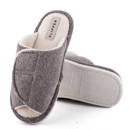 Men's and women's Velcro adjustable open slippers swollen feet non-slip open toe easy to clean indoor wool slippers