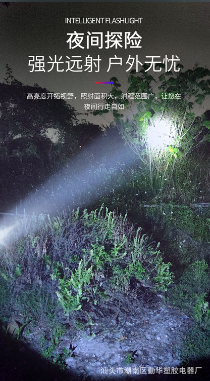 Strong solar flashlight super bright outdoor explosive long endurance with charging portable handheld 100,000 lumns light