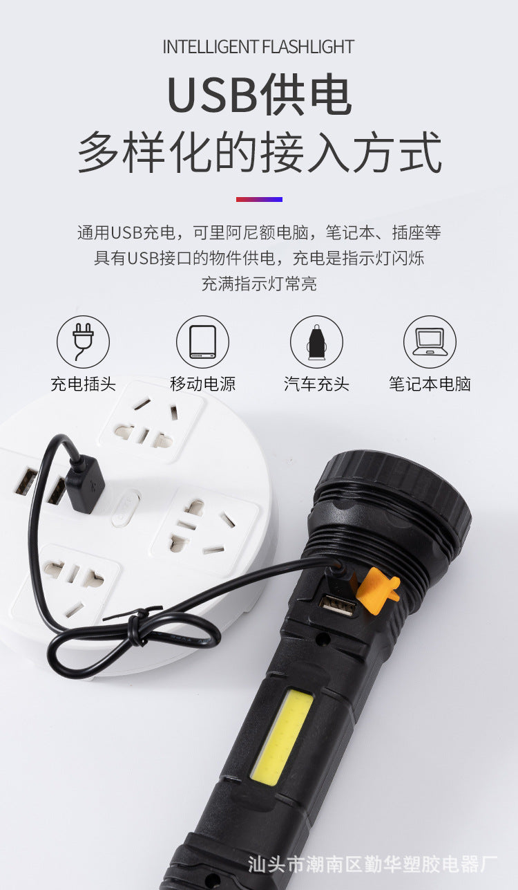 Strong solar flashlight super bright outdoor explosive long endurance with charging portable handheld 100,000 lumns light