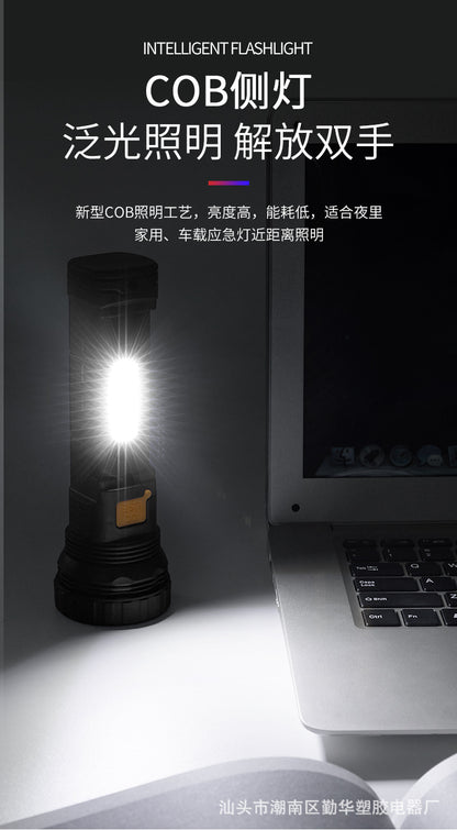 Strong solar flashlight super bright outdoor explosive long endurance with charging portable handheld 100,000 lumns light