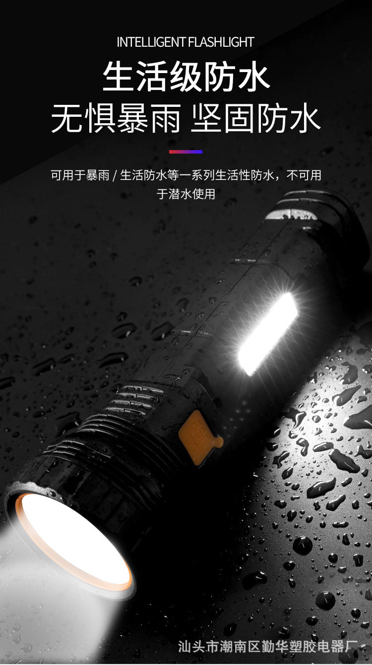 Strong solar flashlight super bright outdoor explosive long endurance with charging portable handheld 100,000 lumns light