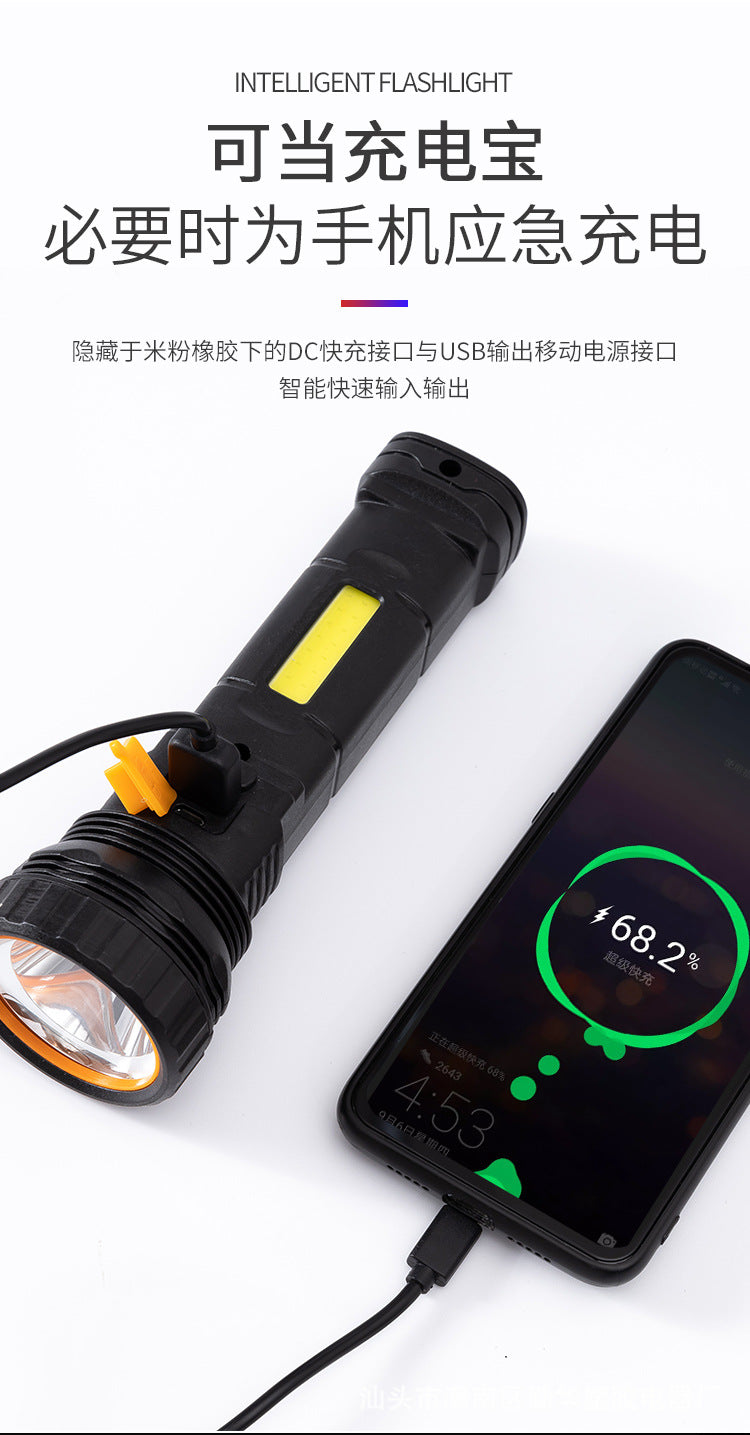 Strong solar flashlight super bright outdoor explosive long endurance with charging portable handheld 100,000 lumns light