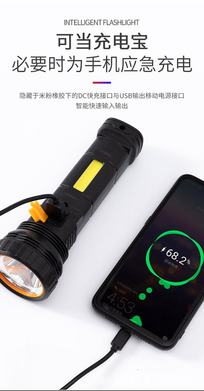 Strong solar flashlight super bright outdoor explosive long endurance with charging portable handheld 100,000 lumns light